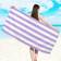 Shein 1pc Simple Striped Beach Towel, Extra Large Quick-Dry Lightweight Absorbent Beach Blanket, Sand Proof Travel Swim Pool Yoga Gym Sports Towel, Beach Holiday Essential Gift Towel Purple, White (150x75cm)