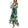 Yumi Floral Kimono Sleeves Dip Hem Wrap Midi Dress - Green