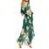Yumi Floral Kimono Sleeves Dip Hem Wrap Midi Dress - Green