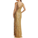 Mac Duggal Beaded Floral Sleeveless Gown - Gold