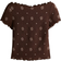 H&M Overlock Detail Crinkled Top - Dark Brown/Patterned
