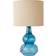 ValueLights Aida Natural Linen Tall Shade Blue Bubble Glass 37 x 21 x 21 cm Table Lamp