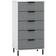 SECONIQUE Madrid 5 Narrow Grey/White Gloss Chest of Drawer 50x94cm
