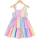 Shein Toddler girls fashion gradient striped sleeveless slanted strap dress set, suitable for party, outing, casual, vacation, home wear, summer