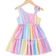 Shein Toddler girls fashion gradient striped sleeveless slanted strap dress set, suitable for party, outing, casual, vacation, home wear, summer