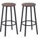 Homcom Industrial Tall Rustic Brown Bar Stool 65cm 2pcs