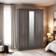 SECONIQUE Lisbon Black Wood Grain Wardrobe 120x187cm