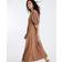 River Island Womens Short Sleeve Gathered Midi Dress - Brown