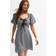 New Look Women's Black Gingham Tie Neck Mini Dress - UK 14