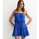 New Look Women's Plus Size Blue Tie Strap Ruffle Trimmed Mini Dress Curves - Blue