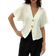 Shein Aloruh Elegant Bat Wing Sleeve Double-Breasted Open Front Solid Color Simple White Shirt