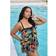 Yours Tropical Leaf Print Tankini Top - Black