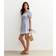 New Look Women's Plus Size Blue Striped Embroidered Puff Sleeve Mini Dress Curves - Blue