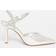 Quiz Silver Diamante Strap Court Heels - Grey
