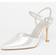 Quiz Silver Diamante Strap Court Heels - Grey