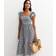 New Look gingham frill sleeve tiered midi dress in black