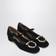 Ferragamo Læderballerina Med Justerbar Rem - Sort