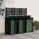 vidaXL Triple Wheelie Bin Storage Black Solid Wood Pine (Building Area )
