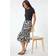 Roman Petite Leaf Print Linen Midi Skirt - Black