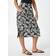 Roman Petite Leaf Print Linen Midi Skirt - Black