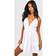 boohoo Womens Petite Ruched Waist Frill Halter Neck Beach Dress - White