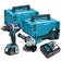 Makita Pack 2 outils 18V (DGA506Z DHP484Z) 2 batteries Makstar 5Ah chargeur 2 coffrets MAKPAC DLX2210TJ1