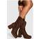 boohoo Womens Faux Suede Platform Wooden Heel Detail Ankle Boot - Brown