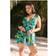 Yours Tropical Palm Print Tie Shoulder Swimdress - Green