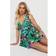 Yours Tropical Palm Print Tie Shoulder Swimdress - Green