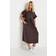 Yours Cotton Frill Sleeve Midaxi Dress - Brown