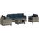 OutSunny 5 Seater Wicker Furniture for Balcony Navy Blue Outdoor Lounge Set