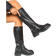 Shein Perfect With Sweater Style With Black Dress,Women's Fashion Casual Side Zipper Buckle Biker Boots, Black Rubber Shoes, Thick Heeled Western Style Booties For Fall And Winter