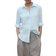 Mango Samara Straight Linen Shirt - Sky Blue