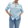 Mango Samara Straight Linen Shirt - Sky Blue