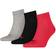 Puma Plain Quarter Socks 3-pack - Black/Red/Grey