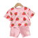 Shein 2pcs/Set Young Girl Casual Simple Strawberry & Daisy Floral Print Short Sleeve Round Neck T-Shirt And Shorts Set, Suitable For Summer Holiday
