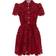 Self-Portrait Burgundy Floral Lace Mini Shirtdress - Red