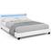 IDMarket Double NEO Tête LED 160 x 200 cm PVC Blanc Lit avec Cadre