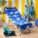 OHS Shark Under Sea Print Beach - Royal Bath Towel Blue (152x71cm)