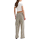 New Look Crinkle Textured Striped Wide Leg Trousers - Black