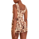 PrettyLittleThing Floral Printed Chiffon Corset Detail Romper - Brown