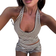 Shein Women's Two Pieces Sports And Leisure Home Halter Vest Shorts Color Striped Suit