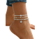 Shein 3pcs/Set Women Simple White Bead Pearl & Silver Starfish Shell Anklets, Suitable For Daily Wear And Holiday Travel