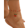 Shein 2pcs/Set Lovely Copper Material Glazed Cherry Pendant Anklet, Sweet & Fashionable Foot Jewelry Suitable For Daily Wear, Beach, Date, Party, Handmade Chain Arrangement Is Random