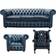 Chesterfield Antique Blue Sofa 200cm 3pcs 3 Seater