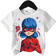 Shein Young Girl Cartoon Graphic White Round Neck Casual Summer T-Shirt
