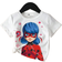 Shein Young Girl Cartoon Graphic White Round Neck Casual Summer T-Shirt