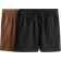 H&M Linen Blend Shorts 2-Pack - Black/Light Brown