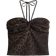 H&M Short Halter Neck Top - Black/Leopard Print