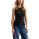 New Look Rib Button Through Tank Top - Black